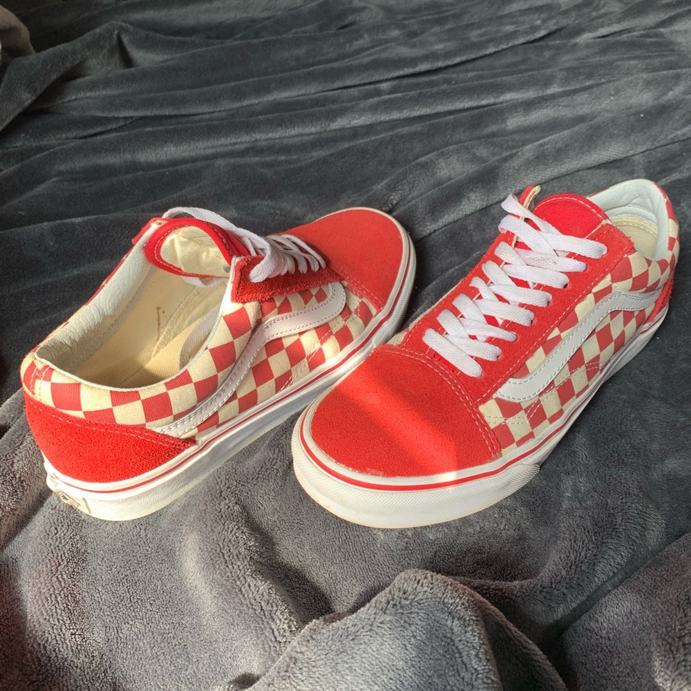 Red checkered Vans